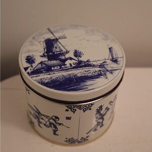 Blue and White Decorative Tin